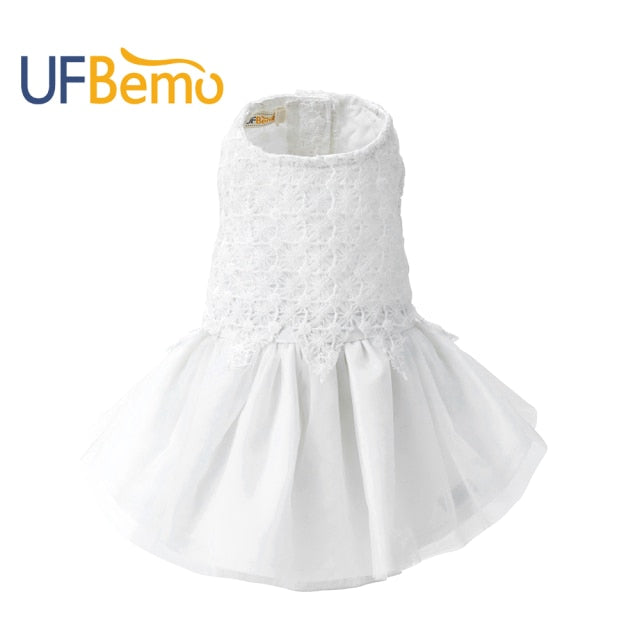 UFBemo Dog Dress Costume Cat Pet Dresses for Christmas Wedding Party White Lace for All Seasons Clothes for Small Dogs Chihuahua