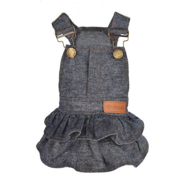 Pet Dog Fashion Solid Jean Dress Clothes Strap Denim Cool Summer Dresses For Small Dogs DC789