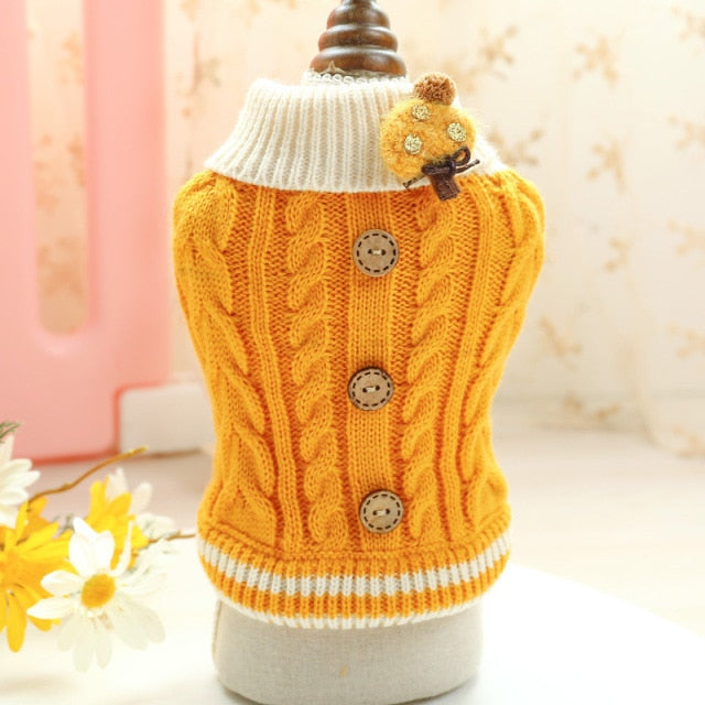 Small Dog Cat Knited Sweater Dog Jumper with Cartoon Design Puppy Hoodie Winter Warm Clothes Apparel