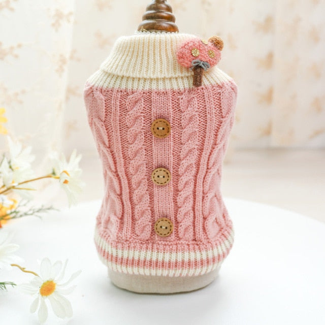 Small Dog Cat Knited Sweater Dog Jumper with Cartoon Design Puppy Hoodie Winter Warm Clothes Apparel