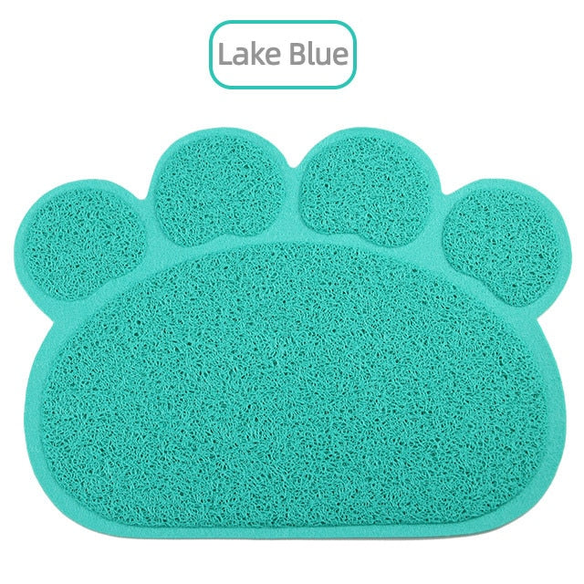 Mosodo Pet Cat Litter Mat Paw Print Feeding Bowl Placemat Cat Bed Pads Non-slip Waterproof Litter Trapper Mats Cat Accessories