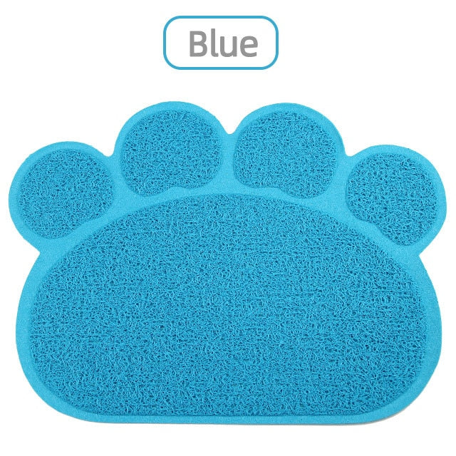Mosodo Pet Cat Litter Mat Paw Print Feeding Bowl Placemat Cat Bed Pads Non-slip Waterproof Litter Trapper Mats Cat Accessories