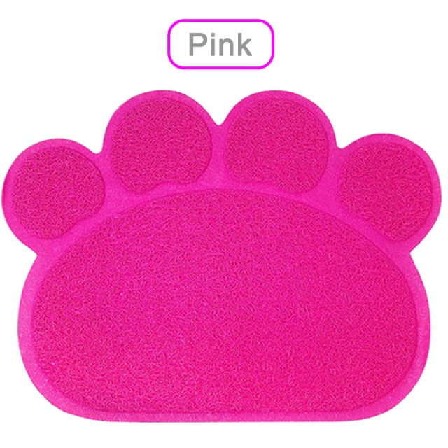 Mosodo Pet Cat Litter Mat Paw Print Feeding Bowl Placemat Cat Bed Pads Non-slip Waterproof Litter Trapper Mats Cat Accessories