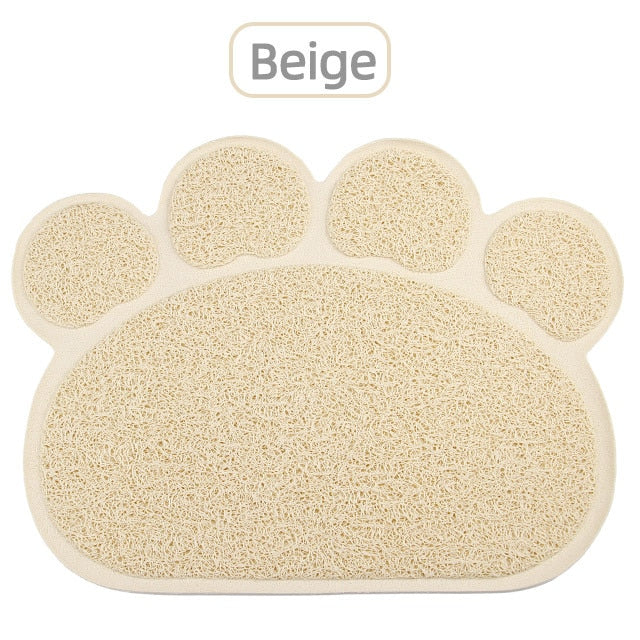 Mosodo Pet Cat Litter Mat Paw Print Feeding Bowl Placemat Cat Bed Pads Non-slip Waterproof Litter Trapper Mats Cat Accessories