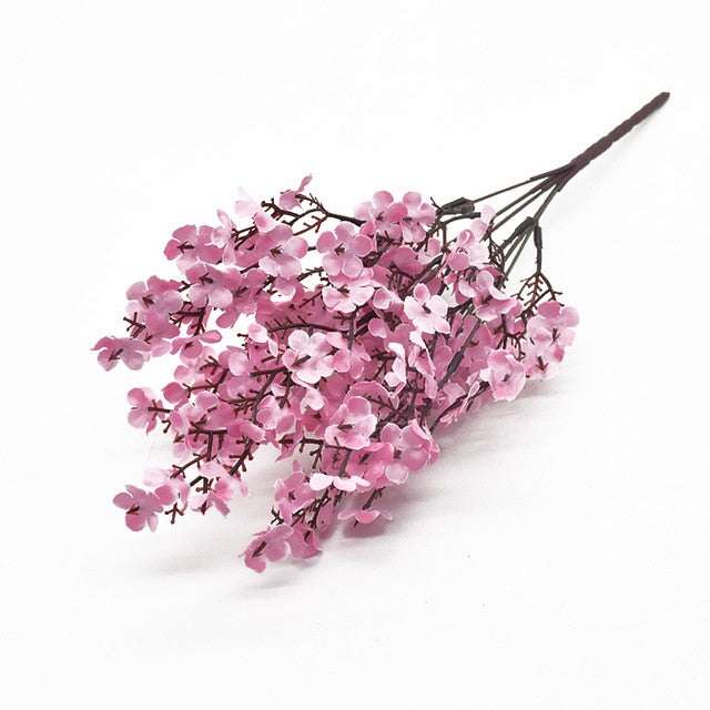 Pink Silk Gypsophila Artificial Flowers Small Bunches 5 Forks 30CM Living Room Decoration Fake Plants Vase for Home Wedding
