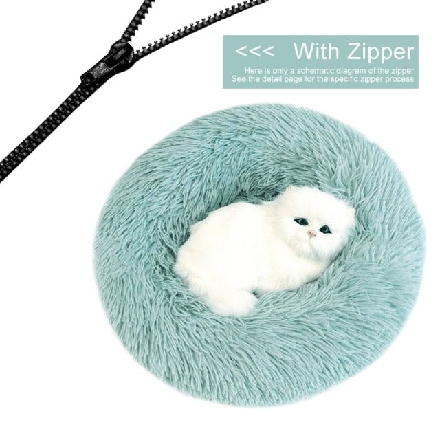 Detachable Dog Bed With Zipper For Dogs Cats Round Mat Thicken Plush Warm Pet Bed Dropshipping