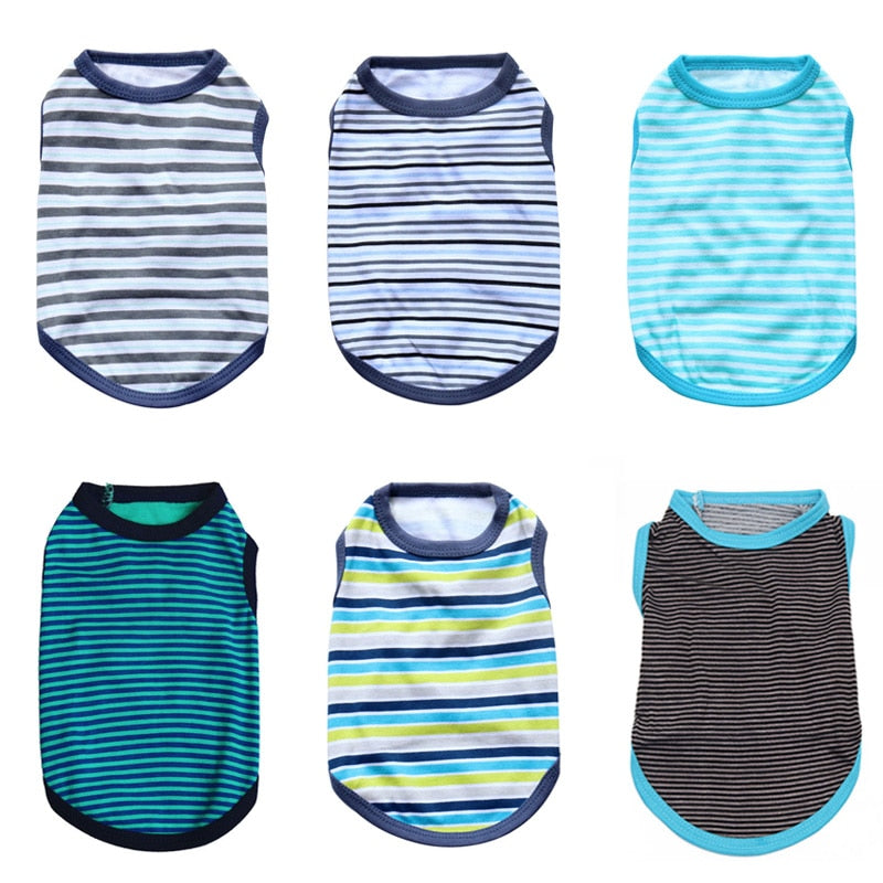 Summer Striped Dog Shirt Cotton Casual Pet Vest Comfortable Dog Costume Puppy T-Shirt Breathable Dog Clothes