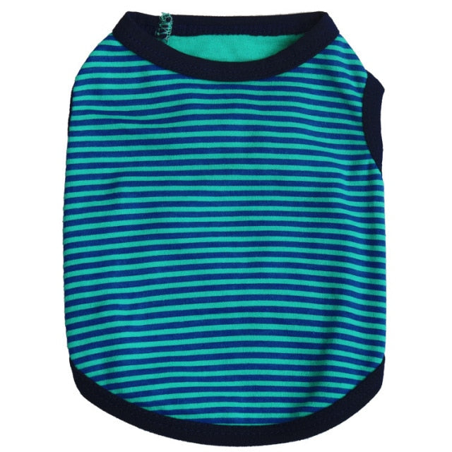 Summer Striped Dog Shirt Cotton Casual Pet Vest Comfortable Dog Costume Puppy T-Shirt Breathable Dog Clothes