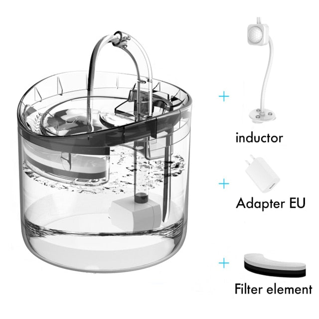 Intelligent Cat Water Fountain With Faucet Dog Water Dispenser Transparent Drinker Pet Drinking Filters Feeder Motion Sensor