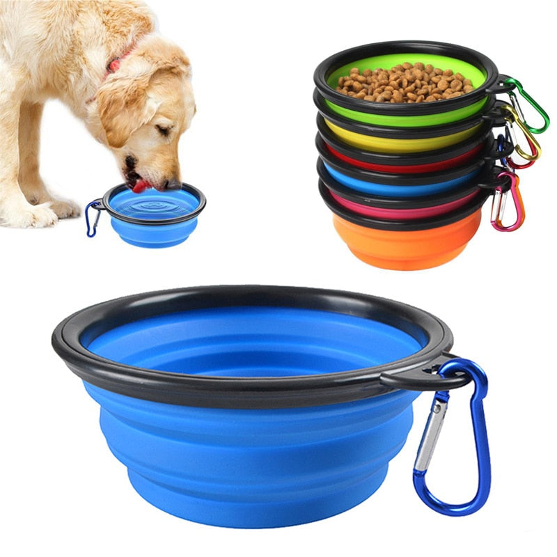 1000ML Silicone Dog Feeder Portable Bowl Folding Cat Bowl Travel Dog Feeding Supplies Food Water Container Pet Accessories