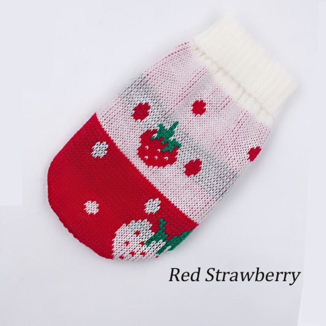 Winter Cartoon Cat Dog Clothes Warm Christmas Sweater For Small Yorkie Pet Clothing Coat Knitting Crochet Cloth XS-3XL