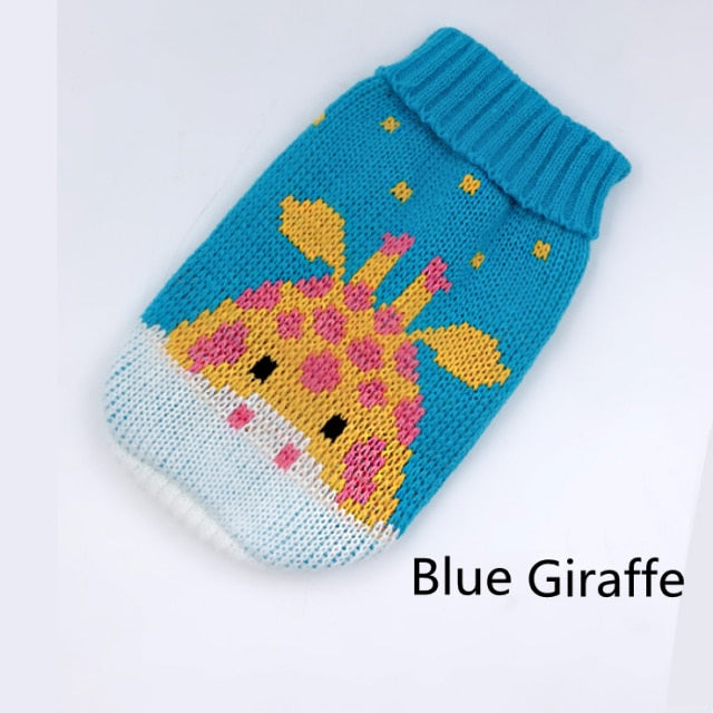 Winter Cartoon Cat Dog Clothes Warm Christmas Sweater For Small Yorkie Pet Clothing Coat Knitting Crochet Cloth XS-3XL