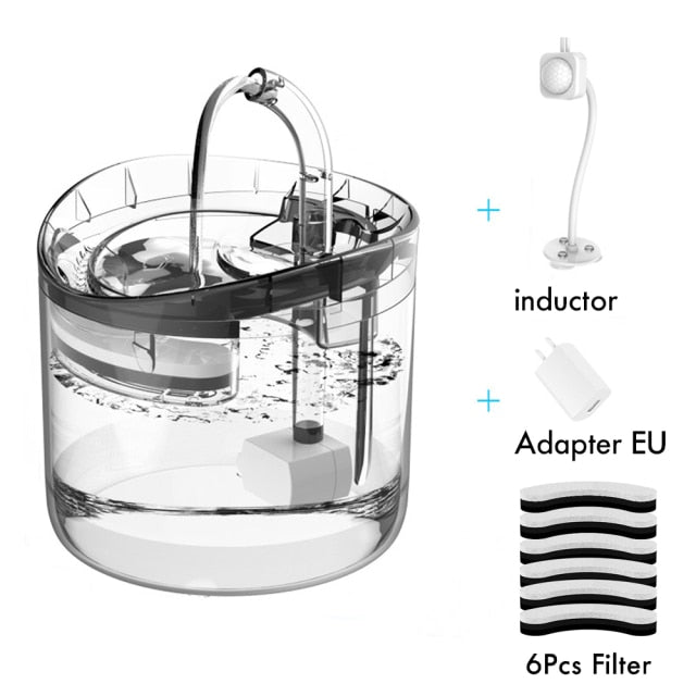 Intelligent Cat Water Fountain With Faucet Dog Water Dispenser Transparent Drinker Pet Drinking Filters Feeder Motion Sensor
