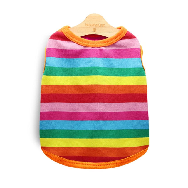 Summer Striped Dog Shirt Cotton Casual Pet Vest Comfortable Dog Costume Puppy T-Shirt Breathable Dog Clothes