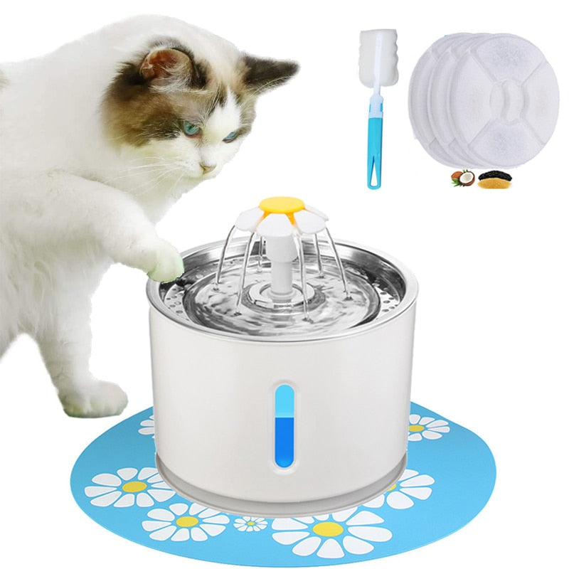 Automatic Pet Cat Water Fountain Dispenser USB LED 2.4L Ultra Quiet Dog Drinking Bowl Drinker Feeder Bowl Pet Drinking Feeder
