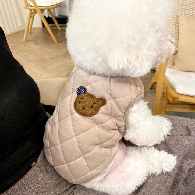 Puppy Coat for Autumn and Winter Padded Pet Cotton-padded Coat Solid Color Dog Clothes Warm Pet Dog Cotton-Padded Jacket