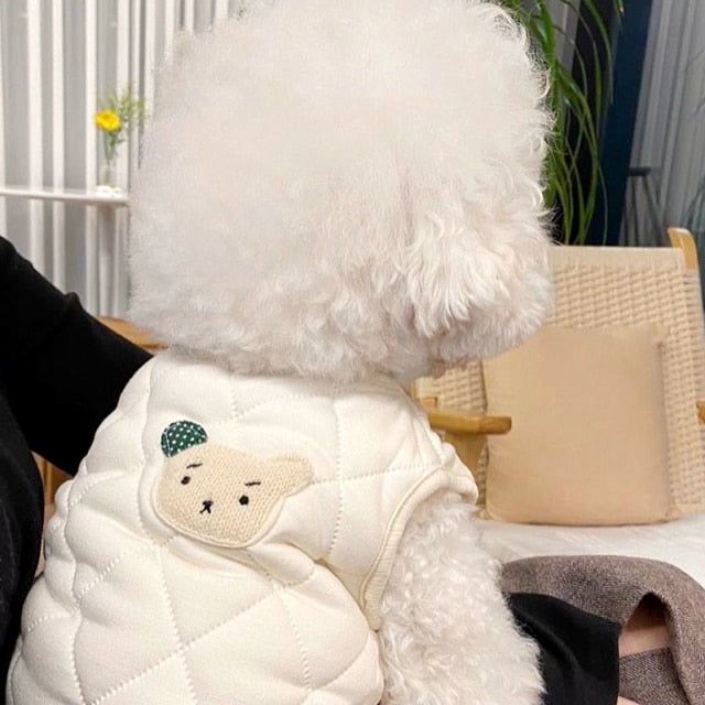 Puppy Coat for Autumn and Winter Padded Pet Cotton-padded Coat Solid Color Dog Clothes Warm Pet Dog Cotton-Padded Jacket