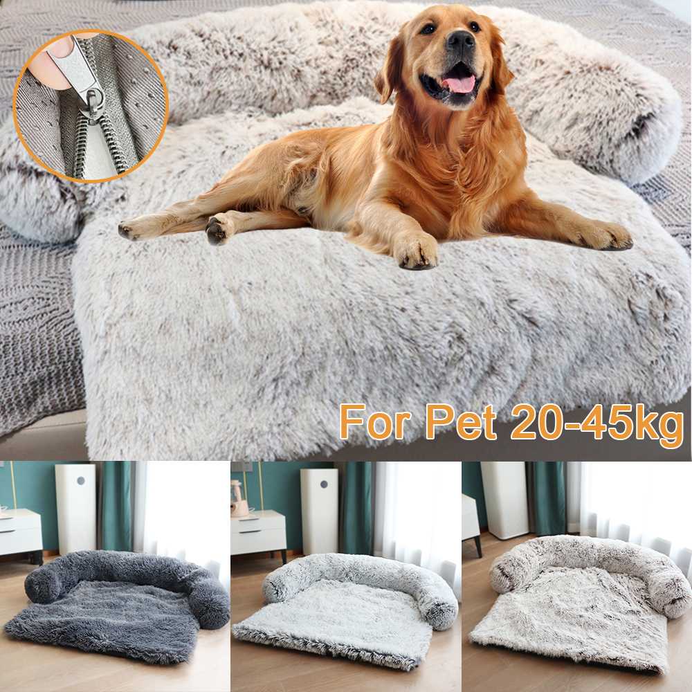 Large Fluffy Dog Sofa Bed Cover Calming Plush Mat Dog Beds and Houses Warm Kennel Pet Cat Puppy Cushion Dog Accessories