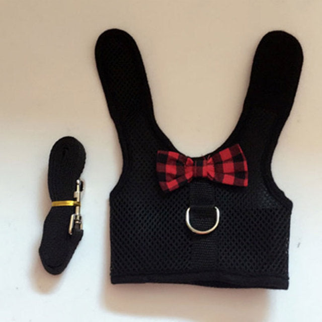 Rabbits Hamster Vest Bowknot Rabbit Leash Multicolor Convenient Rabbit Chest Back Safety Breathable Pet Supplies Rabbit Clothing
