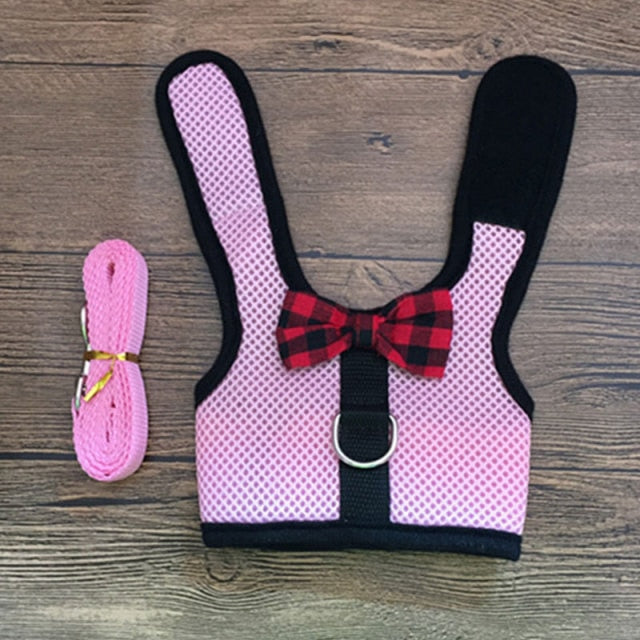 Rabbits Hamster Vest Bowknot Rabbit Leash Multicolor Convenient Rabbit Chest Back Safety Breathable Pet Supplies Rabbit Clothing