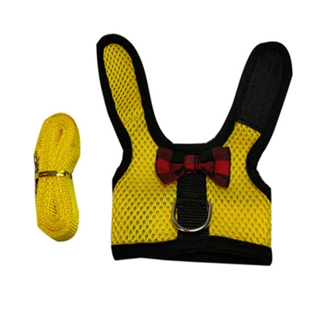 Rabbits Hamster Vest Bowknot Rabbit Leash Multicolor Convenient Rabbit Chest Back Safety Breathable Pet Supplies Rabbit Clothing