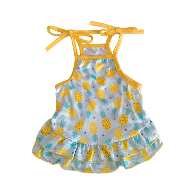 Summer Dog Clothes Cute Floral Sling Dress Thin Skirt Sunscreen For Small Dog Chihuahua Bichon Poodle Costume Puppy Pet Dresses