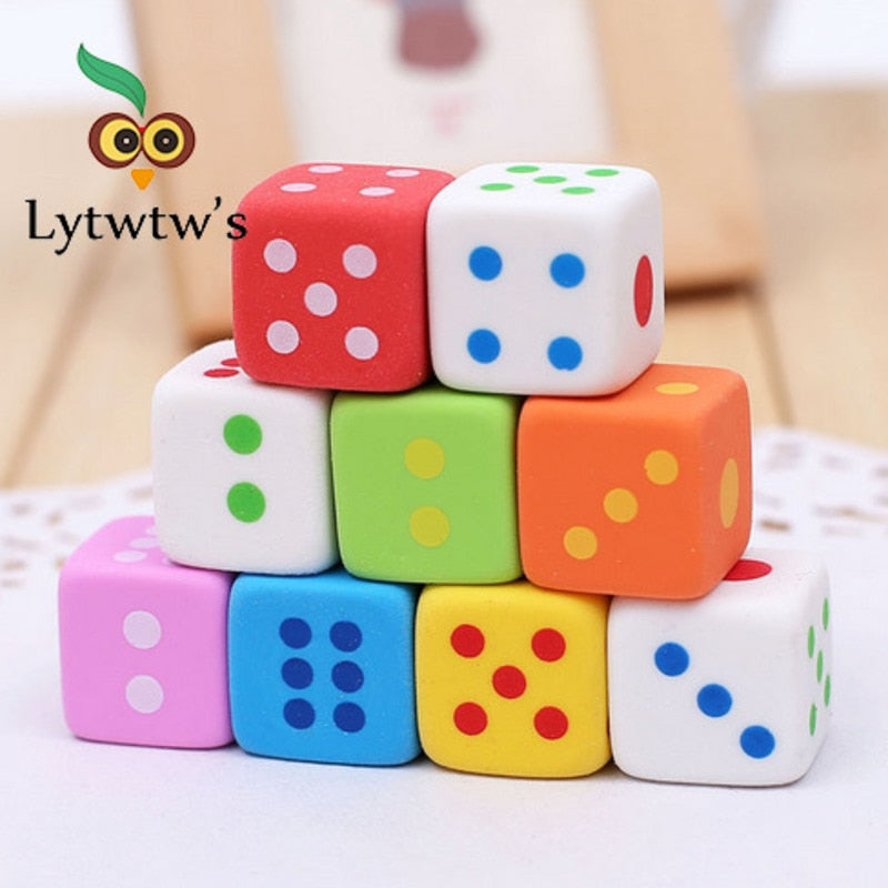 Cute 3 Pcs/set Novelty Dice Shaped Erasers For Kids 3D Candy Color Rubber Toy Kawaii Stationery School Office Supplies creative