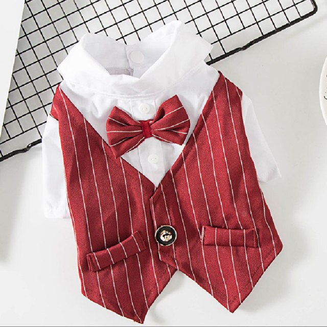 Gentleman Dog Clothes For Dogs Wedding Suit Formal Shirt For Small Dogs Bowtie Tuxedo Pet Outfit Halloween Christmas Costume
