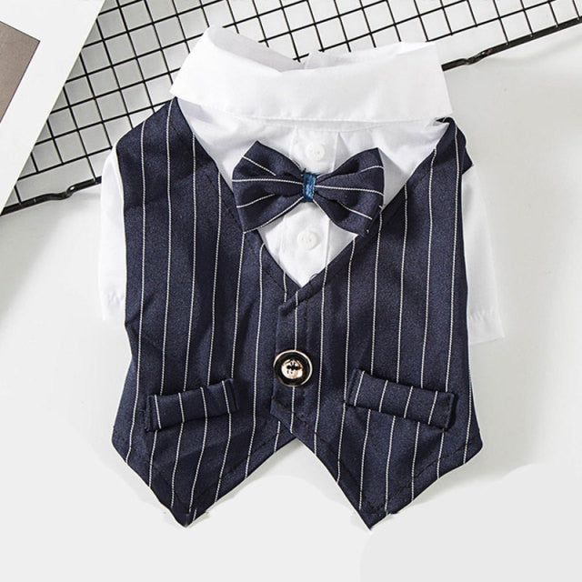 Gentleman Dog Clothes For Dogs Wedding Suit Formal Shirt For Small Dogs Bowtie Tuxedo Pet Outfit Halloween Christmas Costume