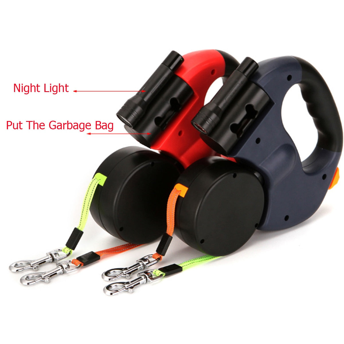 3M Retractable Dog Leash Double-headed Reflective Rope For Small/Medium/Large Dogs Under 10KG With Small Night Flashlight
