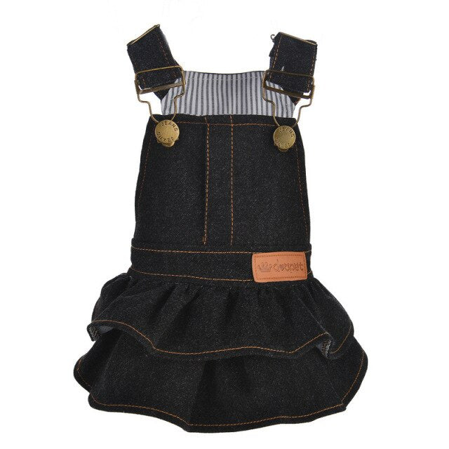 Pet Dog Fashion Solid Jean Dress Clothes Strap Denim Cool Summer Dresses For Small Dogs DC789