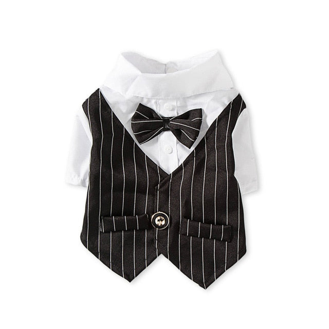 Gentleman Dog Clothes Wedding Suit Formal Shirt For Small Dogs Bowtie Tuxedo Pet Outfit Halloween Christmas Costume For Cats