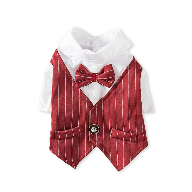 Gentleman Dog Clothes Wedding Suit Formal Shirt For Small Dogs Bowtie Tuxedo Pet Outfit Halloween Christmas Costume For Cats