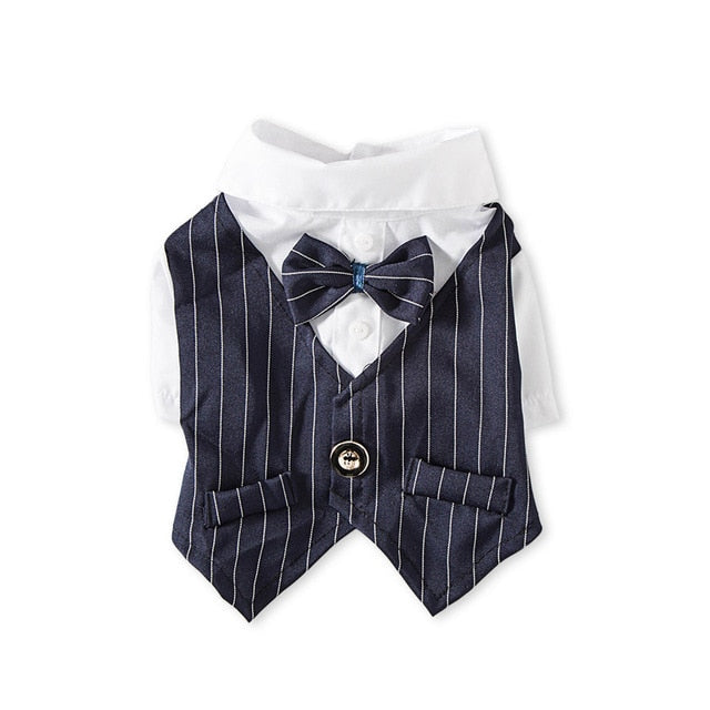 Gentleman Dog Clothes Wedding Suit Formal Shirt For Small Dogs Bowtie Tuxedo Pet Outfit Halloween Christmas Costume For Cats