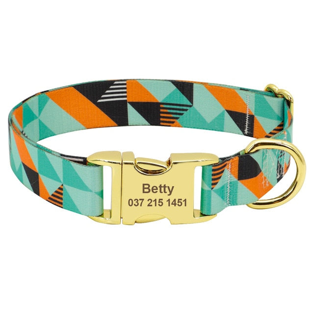 Fashion Custom Dog Collar Nylon Print Personalized Pet Collar Puppy Dog ID Collars Free Engraved ID for Small Medium Large Dogs