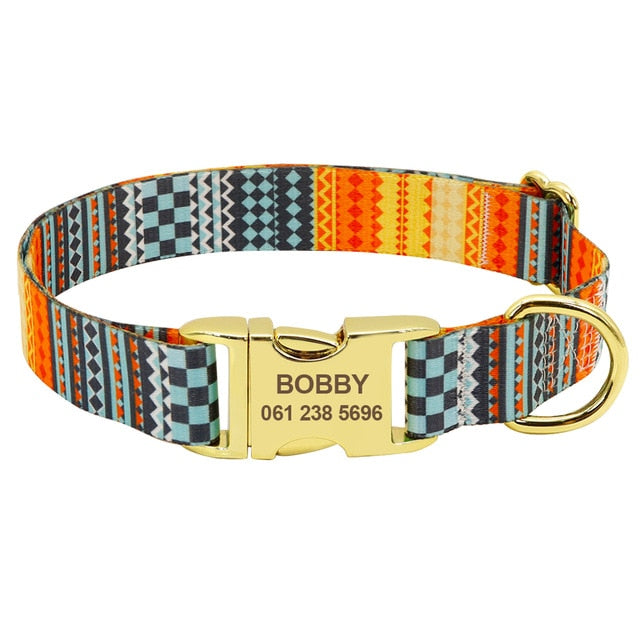 Fashion Custom Dog Collar Nylon Print Personalized Pet Collar Puppy Dog ID Collars Free Engraved ID for Small Medium Large Dogs