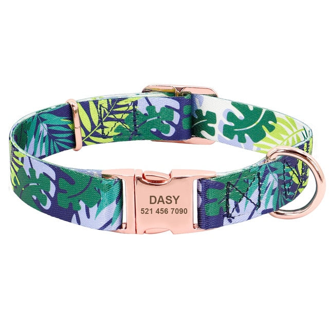 Fashion Custom Dog Collar Nylon Print Personalized Pet Collar Puppy Dog ID Collars Free Engraved ID for Small Medium Large Dogs