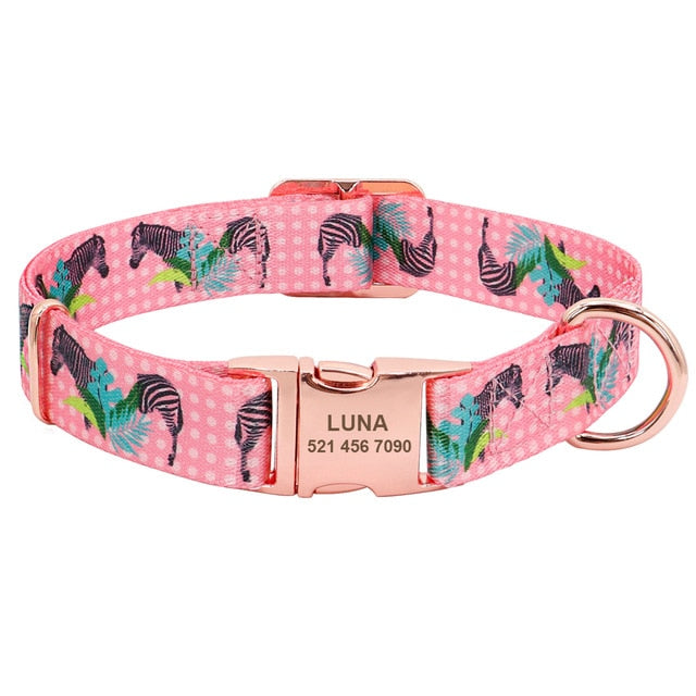 Fashion Custom Dog Collar Nylon Print Personalized Pet Collar Puppy Dog ID Collars Free Engraved ID for Small Medium Large Dogs