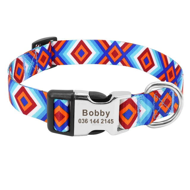 Fashion Custom Dog Collar Nylon Print Personalized Pet Collar Puppy Dog ID Collars Free Engraved ID for Small Medium Large Dogs