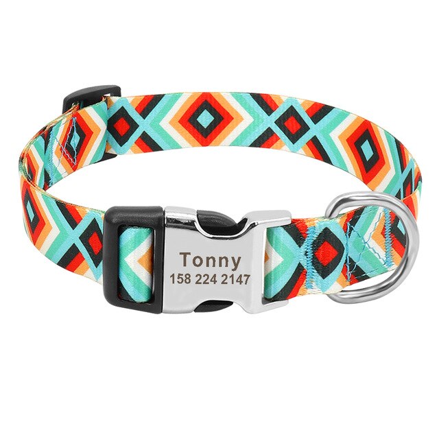 Fashion Custom Dog Collar Nylon Print Personalized Pet Collar Puppy Dog ID Collars Free Engraved ID for Small Medium Large Dogs