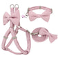 Dog Harness Leash Collar Set Adjustable Soft Cute Bow Double Layer Dog Harness for Small Medium Pet Collar Leash Outdoor Walking