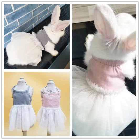Cotton Gauze Skirt Dog Clothes Rabbit Skirt Kitten Skirt Suspender Dress Small Cat Clothes