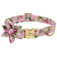 Custom Engraved Dog Collar With Leash Nylon Printed Dog ID Collars Pet Walking Belt For Small Medium Large Dogs Flower Accessory