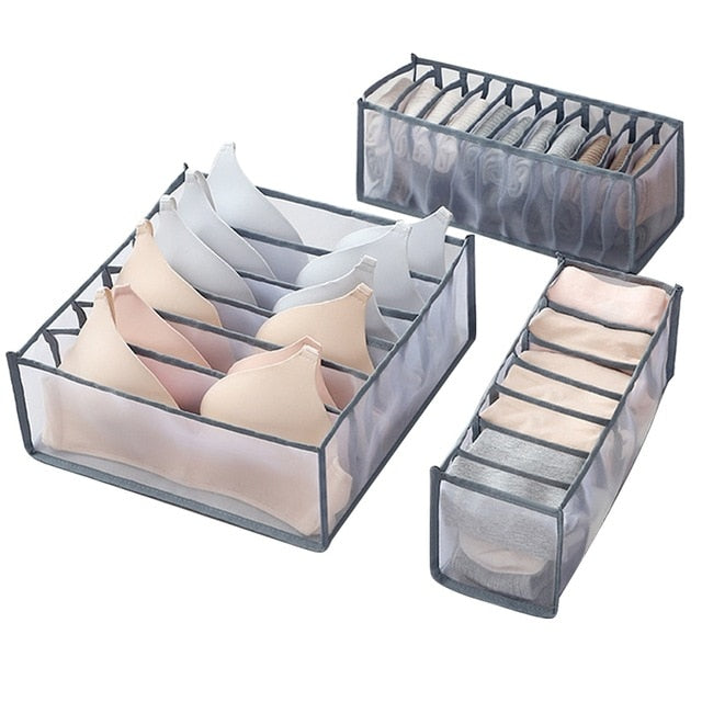 Dormitory closet organizer for socks home separated underwear storage box 7 grids bra organizer foldable drawer organizer