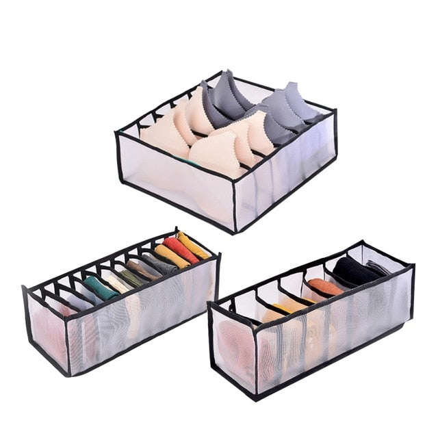 Dormitory closet organizer for socks home separated underwear storage box 7 grids bra organizer foldable drawer organizer