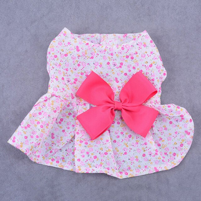 Summer Dog Dress Wedding Dress Skirt Bowknot Lace Sequins Pet Dog Clothes for Small Medium Dogs Sweet Mesh Pet Cat Short Skirts