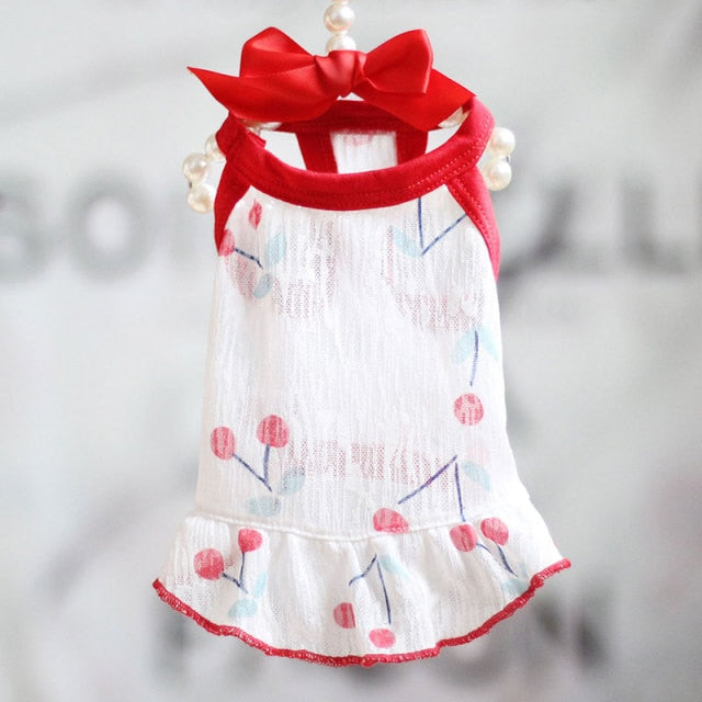 Summer Dog Dress Wedding Dress Skirt Bowknot Lace Sequins Pet Dog Clothes for Small Medium Dogs Sweet Mesh Pet Cat Short Skirts