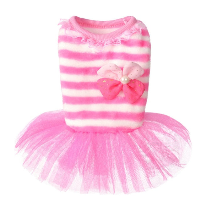 Summer Dog Dress Wedding Dress Skirt Bowknot Lace Sequins Pet Dog Clothes for Small Medium Dogs Sweet Mesh Pet Cat Short Skirts