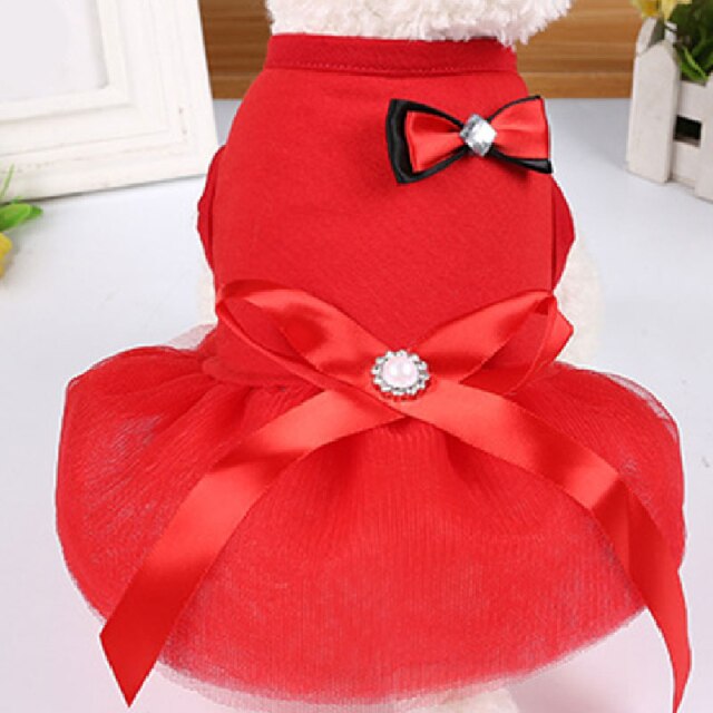 Summer Dog Dress Wedding Dress Skirt Bowknot Lace Sequins Pet Dog Clothes for Small Medium Dogs Sweet Mesh Pet Cat Short Skirts