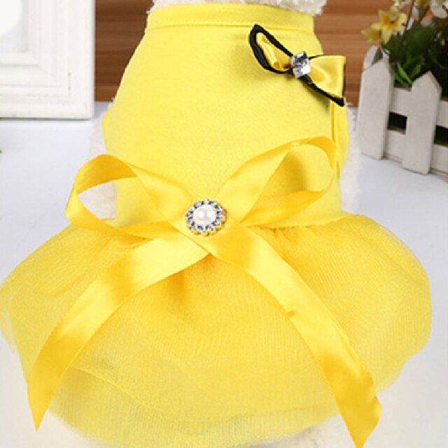 Summer Dog Dress Wedding Dress Skirt Bowknot Lace Sequins Pet Dog Clothes for Small Medium Dogs Sweet Mesh Pet Cat Short Skirts